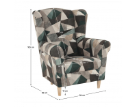 Kreslo (ušiak) Charlot - hnedozelený vzor