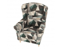 Kreslo (ušiak) Charlot - hnedozelený vzor