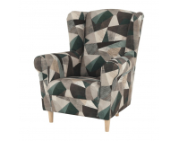 Kreslo (ušiak) Charlot - hnedozelený vzor