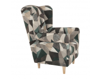 Kreslo (ušiak) Charlot - hnedozelený vzor