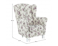 Kreslo (ušiak) Charlot - rose 18