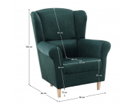 Kreslo (ušiak) Charlot - smaragdová