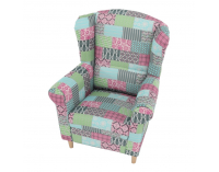 Kreslo (ušiak) Charlot - vzor patchwork M1