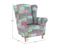 Kreslo (ušiak) Charlot - vzor patchwork M1