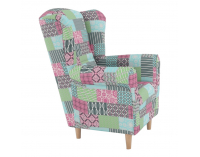 Kreslo (ušiak) Charlot - vzor patchwork M1