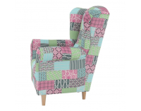 Kreslo (ušiak) Charlot - vzor patchwork M1