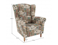 Kreslo (ušiak) Charlot - vzor patchwork Viorica 1