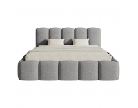 Čalúnená manželská posteľ s kovovým roštom Claudia 140x200 cm - sivá