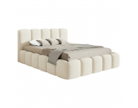 Čalúnená manželská posteľ s kovovým roštom Claudia 140x200 cm - smotanová