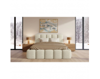 Čalúnená manželská posteľ s kovovým roštom Claudia 140x200 cm - smotanová