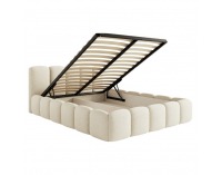 Čalúnená manželská posteľ s kovovým roštom Claudia 140x200 cm - smotanová