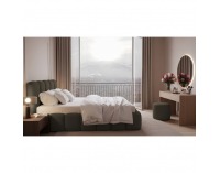 Čalúnená manželská posteľ s kovovým roštom Claudia 160x200 cm - hnedá