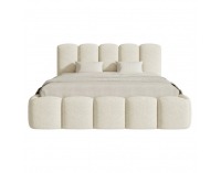 Čalúnená manželská posteľ s kovovým roštom Claudia 180x200 cm - smotanová
