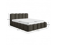 Čalúnená manželská posteľ s kovovým roštom Claudia 200x200 cm - hnedá