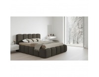 Čalúnená manželská posteľ s kovovým roštom Claudia 200x200 cm - hnedá