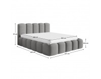 Čalúnená manželská posteľ s kovovým roštom Claudia 200x200 cm - sivá