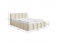 Čalúnená manželská posteľ s kovovým roštom Claudia 200x200 cm - smotanová