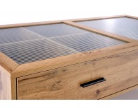 Konferenčný stolík s úložným priestorom Costanza - dub prírodný / čierna / priehľadná