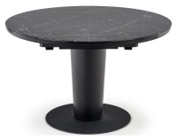 Okrúhly rozkladací jedálenský stôl Cristiano - čierny mramor / čierna
