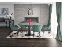 Okrúhly rozkladací jedálenský stôl Cristiano - čierny mramor / čierna