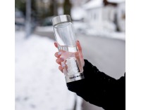 Sklenená fľaša s kremeňom Crystal 500 ml - priehľadná