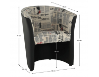 Konferenčné kreslo Cuba D-8 - čierna ekokoža / vzor noviny