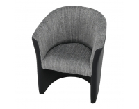 Konferenčné kreslo Cuba - čierna ekokoža / sivý melírovaný šenil