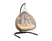 Závesné hojdacie kreslo Cuban - béžový ratan / béžové podušky