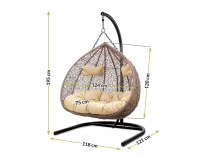 Závesné hojdacie kreslo Cuban - béžový ratan / béžové podušky