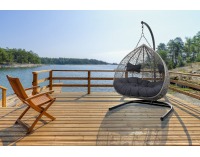 Závesné hojdacie kreslo Cuban - sivý ratan / čierne podušky