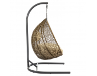 Závesné hojdacie kreslo Cuban - zlatohnedý ratan / béžové podušky