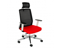 Kancelárska stolička s podrúčkami Cupra WS HD - červená / čierna / biela / chróm