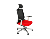 Kancelárska stolička s podrúčkami Cupra WS HD - červená / čierna / biela / chróm