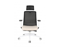 Kancelárska stolička s podrúčkami Cupra WS HD - krémová / čierna / biela