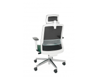 Kancelárska stolička s podrúčkami Cupra WS HD - tmavozelená / čierna / biela / chróm