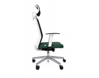 Kancelárska stolička s podrúčkami Cupra WS HD - tmavozelená / čierna / biela / chróm