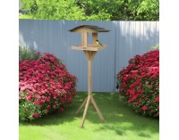 Drevené krmítko pre vtáky na stojane Dadko - prírodná