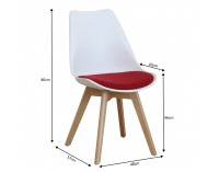 Jedálenská stolička Damara - biela / červená / buk