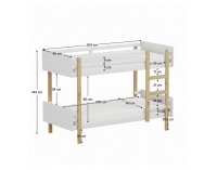 Drevená poschodová posteľ Damla 90x200 cm - biela / dub