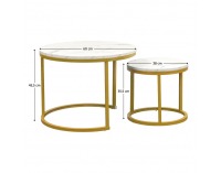 Konferenčný stolík (2 ks) Damon - zlatá / imitácia mramoru