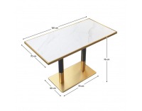 Jedálenský bistro stôl Darian 120x70 cm - biely mramor / čierna / zlatá