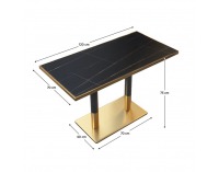 Jedálenský bistro stôl Darian 120x70 cm - čierny mramor / čierna / zlatá