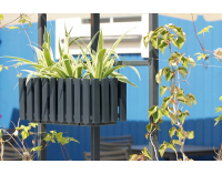 Samozavlažovací plastový balkónový kvetináč DDEF400W 38 cm - sivý kameň