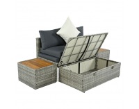 Záhradný nábytok z umelého ratanu Debra - sivá / prírodná / krémová