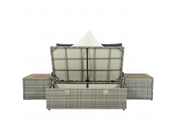 Záhradný nábytok z umelého ratanu Debra - sivá / prírodná / krémová