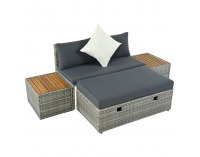 Záhradný nábytok z umelého ratanu Debra - sivá / prírodná / krémová