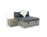 Záhradný nábytok z umelého ratanu Debra - sivá / prírodná / krémová