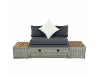 Záhradný nábytok z umelého ratanu Debra - sivá / prírodná / krémová