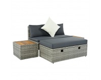 Záhradný nábytok z umelého ratanu Debra - sivá / prírodná / krémová