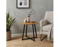 Okrúhly príručný stolík Delik - dub / čierna